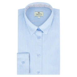 Hoggs Of Fife Bonnie II Ladies Cotton Shirt 8 Hoggs Of Fife Bonnie II Ladies Cotton Shirt -Trendsetters Closet Hoggs of Fife Bonnie II Ladies Cotton Shirt Light Blue Stripe 03