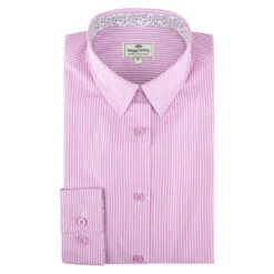 Hoggs Of Fife Bonnie II Ladies Cotton Shirt 11 Hoggs Of Fife Bonnie II Ladies Cotton Shirt -Trendsetters Closet Hoggs of Fife Bonnie II Ladies Cotton Shirt Light Lavander Stripe 03