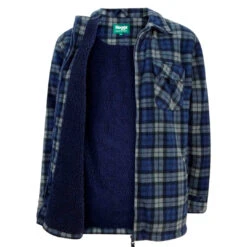 Hoggs Of Fife Caithness Men's Polar Fleece Workshirt 10 Hoggs Of Fife Caithness Men's Polar Fleece Workshirt -Trendsetters Closet Hoggs of Fife Caithness Men Polar Fleece Workshirt Navy Grey Check 05