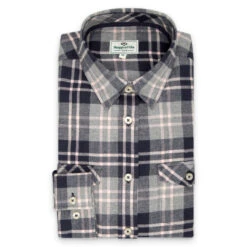 Hoggs Of Fife Eilidh Ladies Flannel Shirt -Trendsetters Closet Hoggs of Fife Eilidh Ladies Flannel Shirt Marled Navy 02