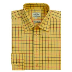 Hoggs Of Fife Governor Men's Premier Tattersall Shirt -Trendsetters Closet Hoggs of Fife Governor Men s Premier Tattersall Shirt Gold Check 05