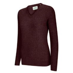 Trendsetters Closet -Trendsetters Closet Hoggs of Fife Lauder Ladies Cable Knit Sweatshirt Redwood 01