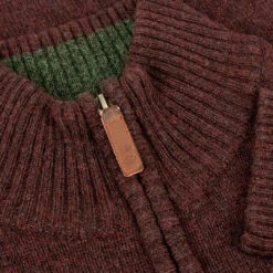 Hoggs Of Fife Lothian Zip Neck Men's Jumper -Trendsetters Closet Hoggs of Fife Lothian Zip Neck Mens Jumper Redwood 02