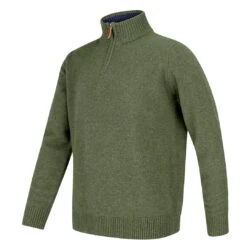 Hoggs Of Fife Lothian Zip Neck Men's Jumper -Trendsetters Closet Hoggs of Fife Lothian Zip Neck Mens Jumper Thyme 01