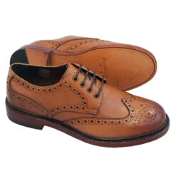 Hoggs Of Fife Muirfield Leather Sole Brogues -Trendsetters Closet Hoggs of Fife Muirfield Leather Sole Brogues Burnished Tan 02