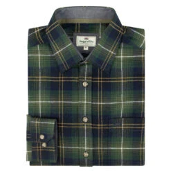 Hoggs Of Fife Pitmedden Men's Flannel Check Shirt -Trendsetters Closet Hoggs of Fife Pitmedden Mens Flannel Check Shirt Green Check 03