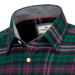 Hoggs Of Fife Pitscottie Men's Flannel Shirt -Trendsetters Closet Hoggs of Fife Pitscottie Mens Flannel Shirt Dark Green Tartan Check 03
