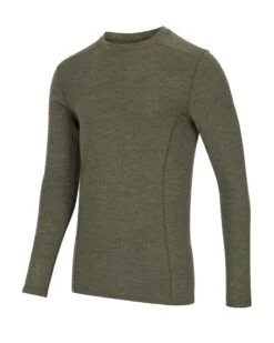 Hoggs Of Fife 100% Merino Wool Crew Neck Long Sleeve Base Layer - Green