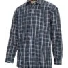 Hoggs Of Fife Bark Micro-Fleece Lined Shirt - Navy/Brown Check