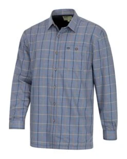 Hoggs Of Fife Blackthorn Micro-Fleece Lined Shirt - Sky Blue Check