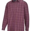 Hoggs Of Fife Bramble Micro-Fleece Lined Shirt - Wine Check