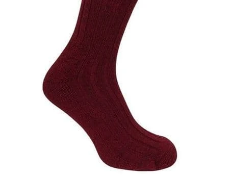 Hoggs Of Fife Contrast Turn Over Top Burgundy Stockings- 1 Pair 2 Hoggs Of Fife Contrast Turn Over Top Burgundy Stockings- 1 Pair - Image 2