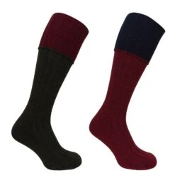 Hoggs Of Fife Contrast Turn Over Top Dark Green Stockings- 1 Pair -Trendsetters Closet hoggs of fife contrast turn over top dark green stockings 1 pair 3 97974 p