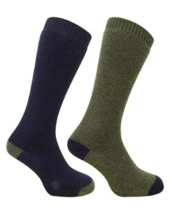 Hoggs Of Fife Country Long Socks Dark Green/Dark Navy - Twin Pack