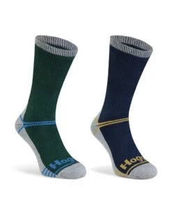 Hoggs Of Fife Field & Outdoor Coolmax Sock Twin Pack - Green/Navy