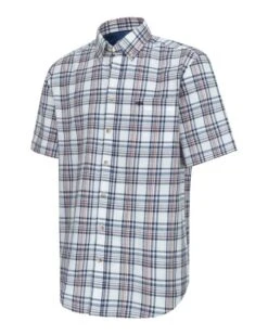 Hoggs Of Fife Girvan Short Sleeve Shirt - White/Red/Navy