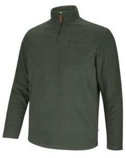 Hoggs Of Fife Islander 1/4 Zip Micro-Fleece Shirt - Dark Olive