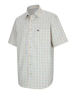Hoggs Of Fife Kessock Short Sleeve Tattersall Shirt - Brown/Blue