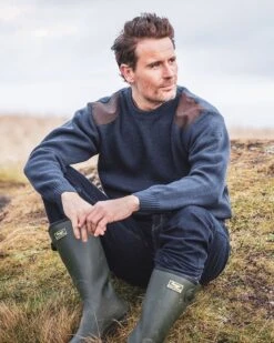 Hoggs Of Fife Melrose Hunting Pullover - Marled Navy -Trendsetters Closet hoggs of fife melrose hunting pullover marled navy 3 98522 p