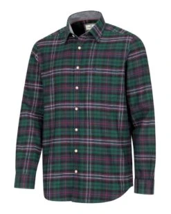 Hoggs Of Fife Pitscottie Flannel Shirt - Dark Green Tartan Check