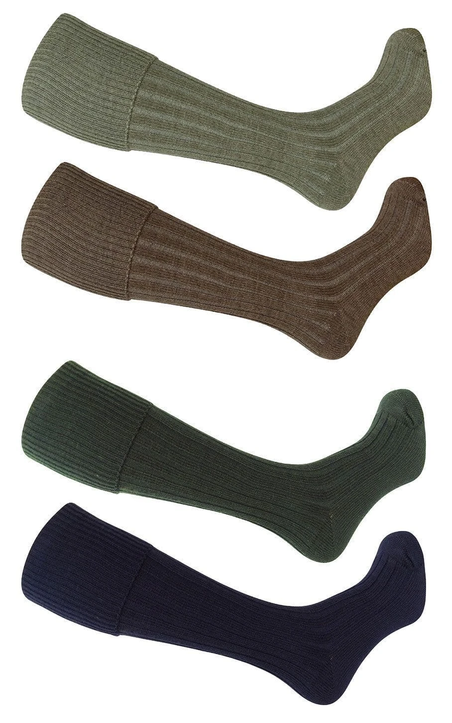 Hoggs Of Fife Plain Turn Over Top Dark Olive/Navy Stockings - Twin Pack 2 Hoggs Of Fife Plain Turn Over Top Dark Olive/Navy Stockings - Twin Pack - Image 2