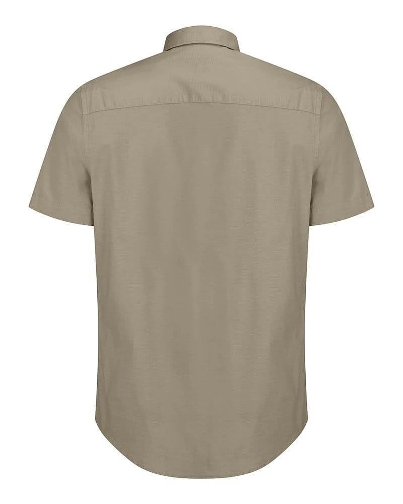Hoggs Of Fife Tolsta Short Sleeve Cotton Stretch Plain Shirt - Olive 2 Hoggs Of Fife Tolsta Short Sleeve Cotton Stretch Plain Shirt - Olive - Image 2