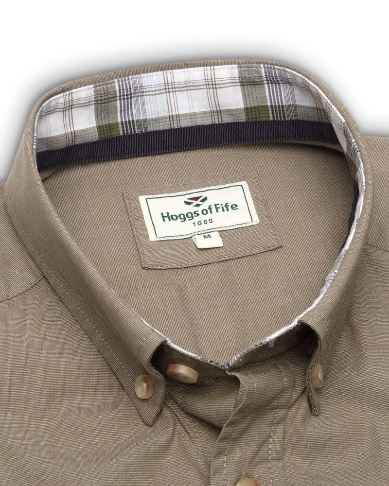 Hoggs Of Fife Tolsta Short Sleeve Cotton Stretch Plain Shirt - Olive 3 Hoggs Of Fife Tolsta Short Sleeve Cotton Stretch Plain Shirt - Olive - Image 3
