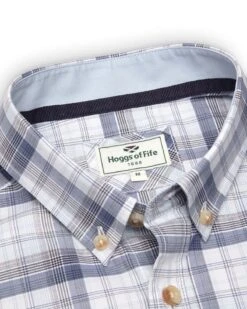 Hoggs Of Fife Tresness Short Sleeve Cotton Stretch Blue Check Shirt -Trendsetters Closet hoggs of fife tresness short sleeve cotton stretch blue check shirt 3 98194 p