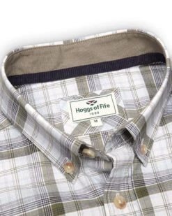Hoggs Of Fife Tresness Short Sleeve Cotton Stretch Olive Check Shirt -Trendsetters Closet hoggs of fife tresness short sleeve cotton stretch olive check shirt 3 98201 p